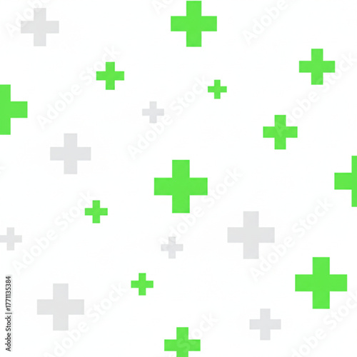 Green and Gray Plus Sign Pattern Seamless Background Design