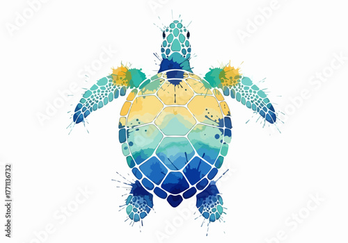 Watercolor Turtle Splashes A Modern Aquatic Art Design