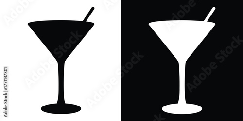 Cocktail icon, cocktail drink silhouette vector