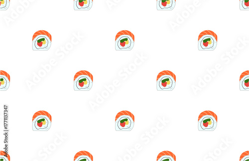 seamless pattern with uramaki sushi japan food