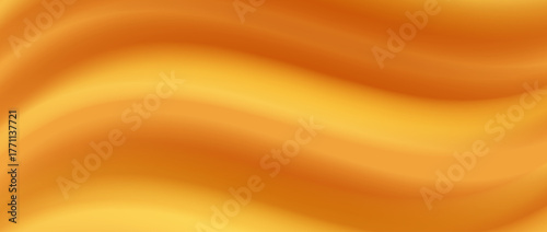 Caramel gradient background. Flowing liquid gold honey wallpaper. Abstract wavy fluid golden mousse backdrop. Blurred smooth oil or butter texture. Amber color satin silk bg. Vector