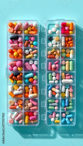 Modern Weekly Pill Organizer with Colorful Medications