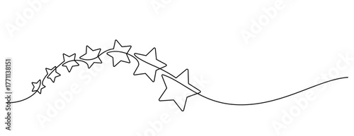 one line drawing seven stars continuous handdrawn minimalism decorative art