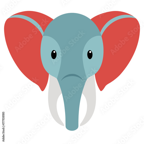 Elephant head with red ears