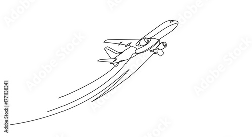 Minimalist Airplane One Line Drawing – Elegant Travel and Aviation Illustration