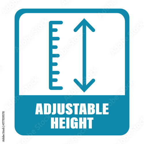 Adjustable height icon vector, adjust length vector, size adjustment arrow sign, adjustable height template logo badge label flat trendy illustration isolated on white background.