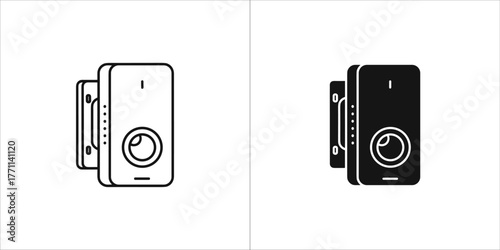 Video doorbell icon, linear and filled version