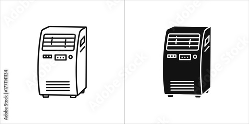 Portable air conditioner icon, outline and glyph style