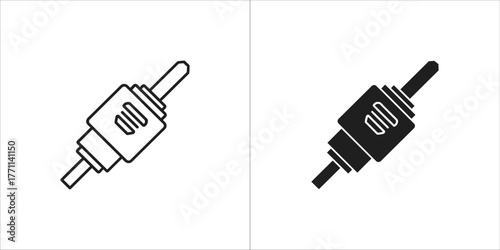 Illustration of a coaxial cable connector in two different styles