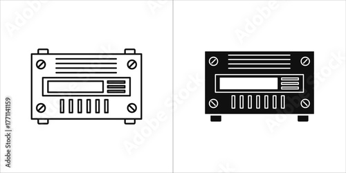 Two styles of radio receiver, black and white versions