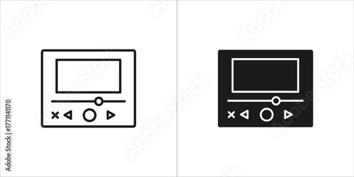 Black and white video editor icon for editing and production