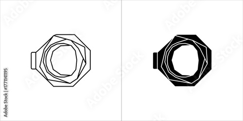 Black and white line drawing of a nut