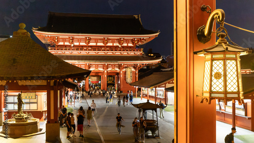Картината върху платно Famous Asakusa temple by night in Tokyo, Japan on september 29th 2025