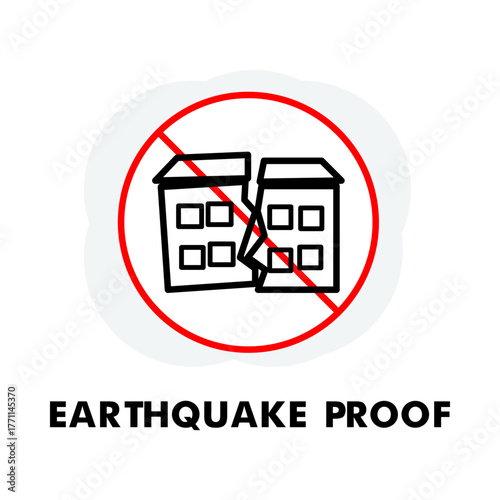 Earthquake Proof Building Icon Vector Editable Stroke