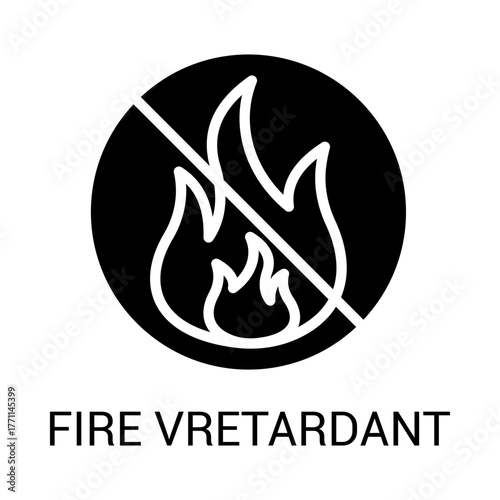 Fire Retardant Protection Icon Vector Editable Stroke