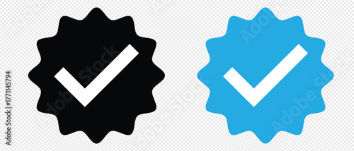 Facebook instagram verified account badge social media icon vector illustration