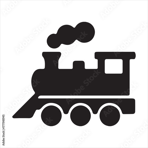 Vector Illustrator Toy train with smoke puffing Silhouette