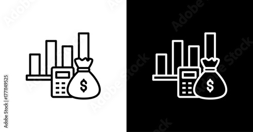 Revenue White Icon Set Design