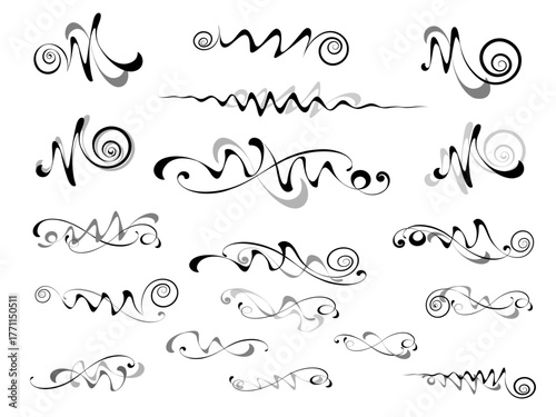 6506.eps Set of  decorative elements for design isolated, editable. From the largest and best collection of decorative elements .