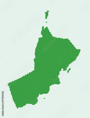 Oman shape rings. Country map formed by stacked circles. Oman boundary shape design. Stylish vector illustration.