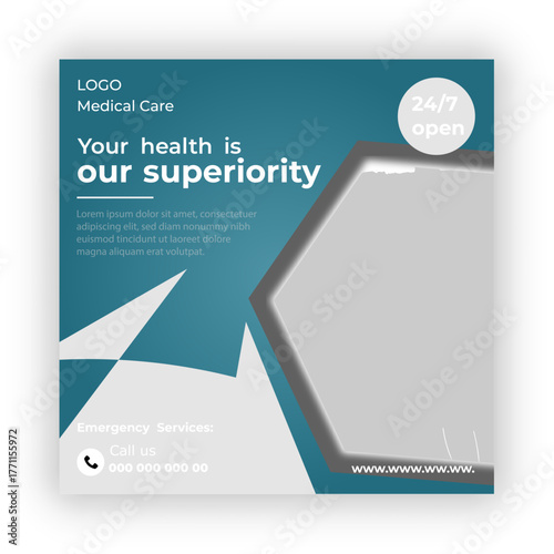 Medical health care social media post design template


