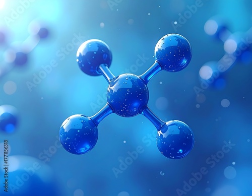 Abstract render of a vibrant, glossy blue molecular structure
