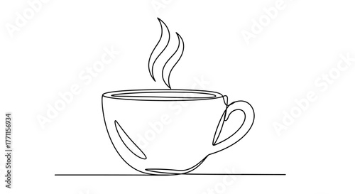 Minimalist One Line Coffee Cup Drawing – Continuous Line Art Design