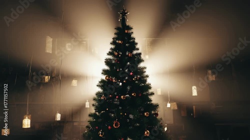 Warm Christmas Living Room Holiday Tree