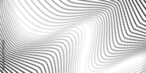 Black and white halftone wave dots abstract background. modern minimal vector design with gradient pattern for poster, banner, presentation, wallpaper, and digital graphic layout concept. Eps10