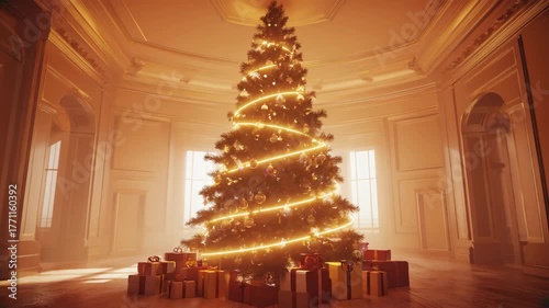 Warm Christmas Living Room Holiday Tree