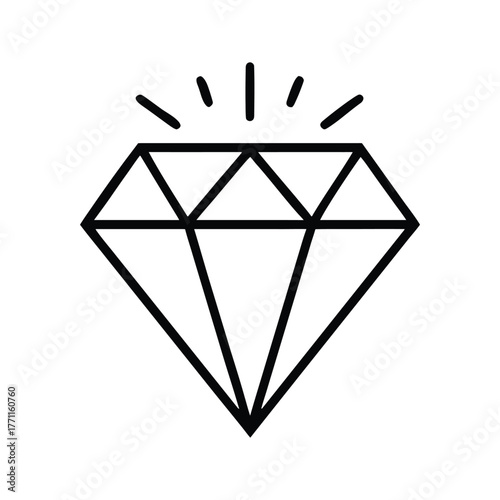 Simple outline of a brilliant cut diamond gemstone