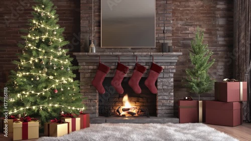 Warm Christmas Living Room Holiday Tree