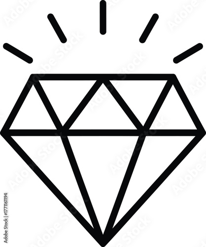Simple outline of a brilliant cut diamond gemstone