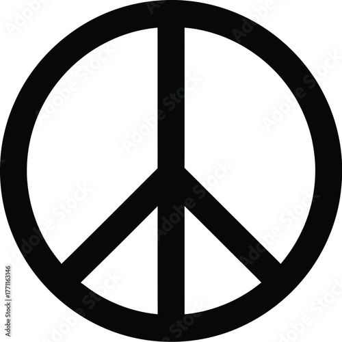 Classic black peace symbol on a white background
