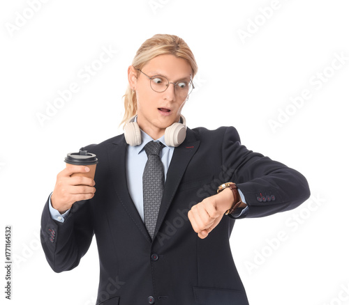 Shocked businessman with co...
