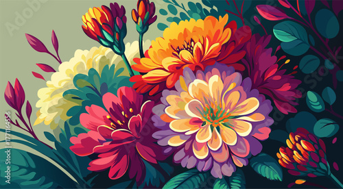 Vibrant Generative AI Oil Painting of Exotic Flowers