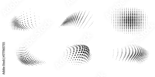 A seamless black and white dot halftone pattern vector illustration design set element for art or texture decoration