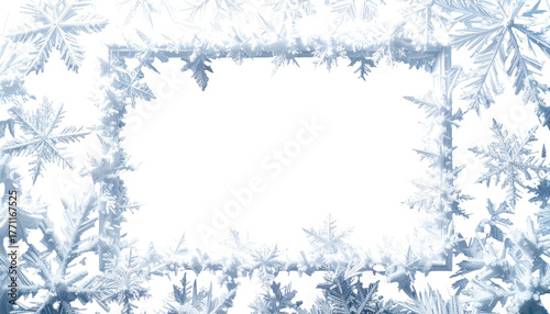 Snowflake frame surrounds a black, rectangular empty space