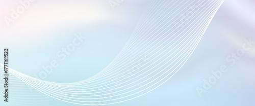 Soft pastel abstract background with smooth white curved wave lines on a light blue and lavender gradient. Perfect for modern, elegant.vector eps10
