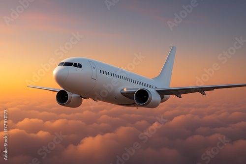 airplane at sunset, travel by airplane 