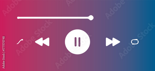 Sleek Media Player Interface with Pause and Seek Controls on Gradient Background