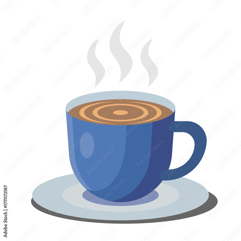 Obraz premium Blue Coffee Cup with Chocolate Swirl . Flat Clip Art transparent background, ideal for café branding, menus, packaging, social media, and cozy beverage or lifestyle designs.