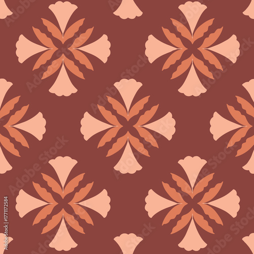 hand drawing floral pattern with red background
