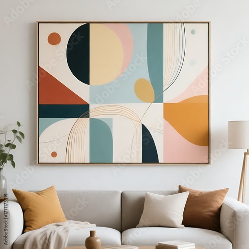 Neutral Tone Abstract Painting – Perfect for Living Room Interior
