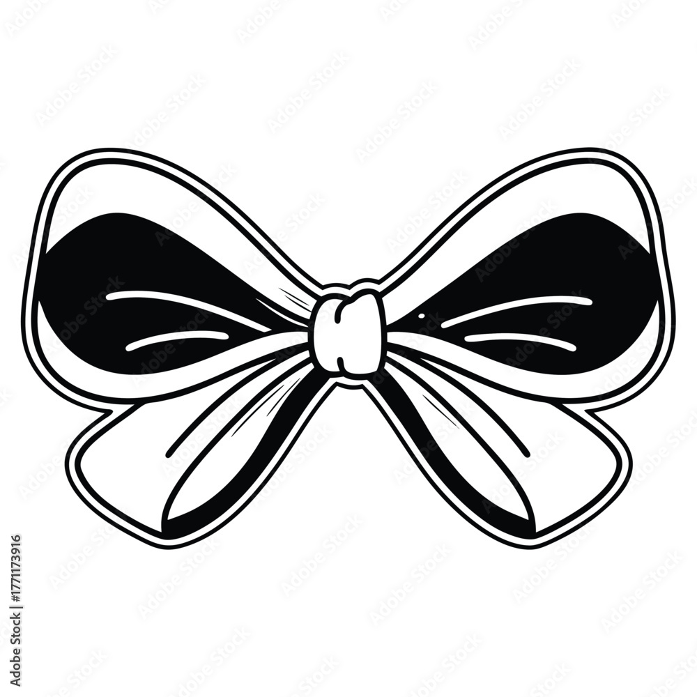 Fototapeta premium Minimal bow ribbon icon silhouette isolated on transparent background