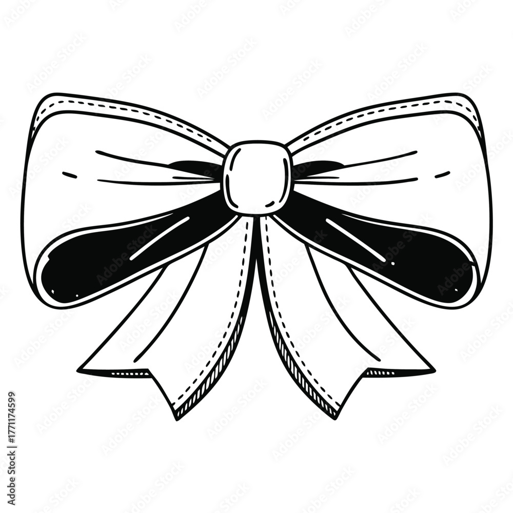 Fototapeta premium Minimal bow ribbon icon silhouette isolated on transparent background