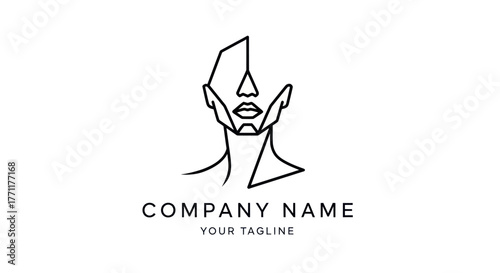 Abstract Minimalist Line Art Human Face Logo Design.