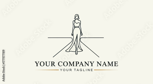 Elegant Fashion Model on Runway Logo Design.