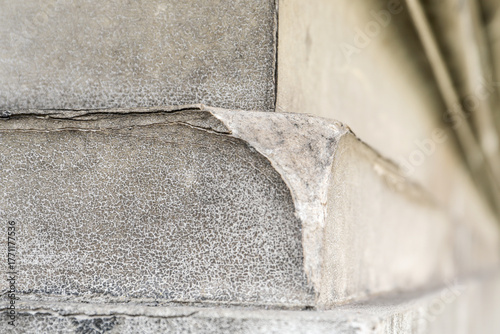 Peeling Paint and Cracked Wall Texture Detail. Decay and weathered architectural material