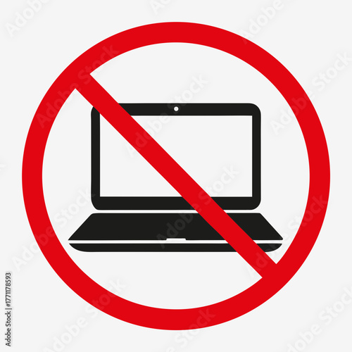No Laptop Allowed Sign in Vector illustration 